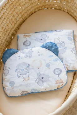 4 elementowy zestaw do wózka - Balloon Friends i jeansowe Minky