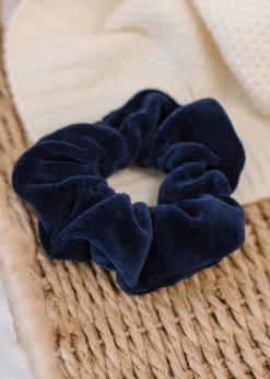Gumka do włosów SCRUNCHIES welur granatowy