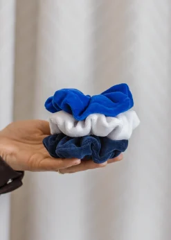 Gumka do włosów SCRUNCHIES welur granatowy