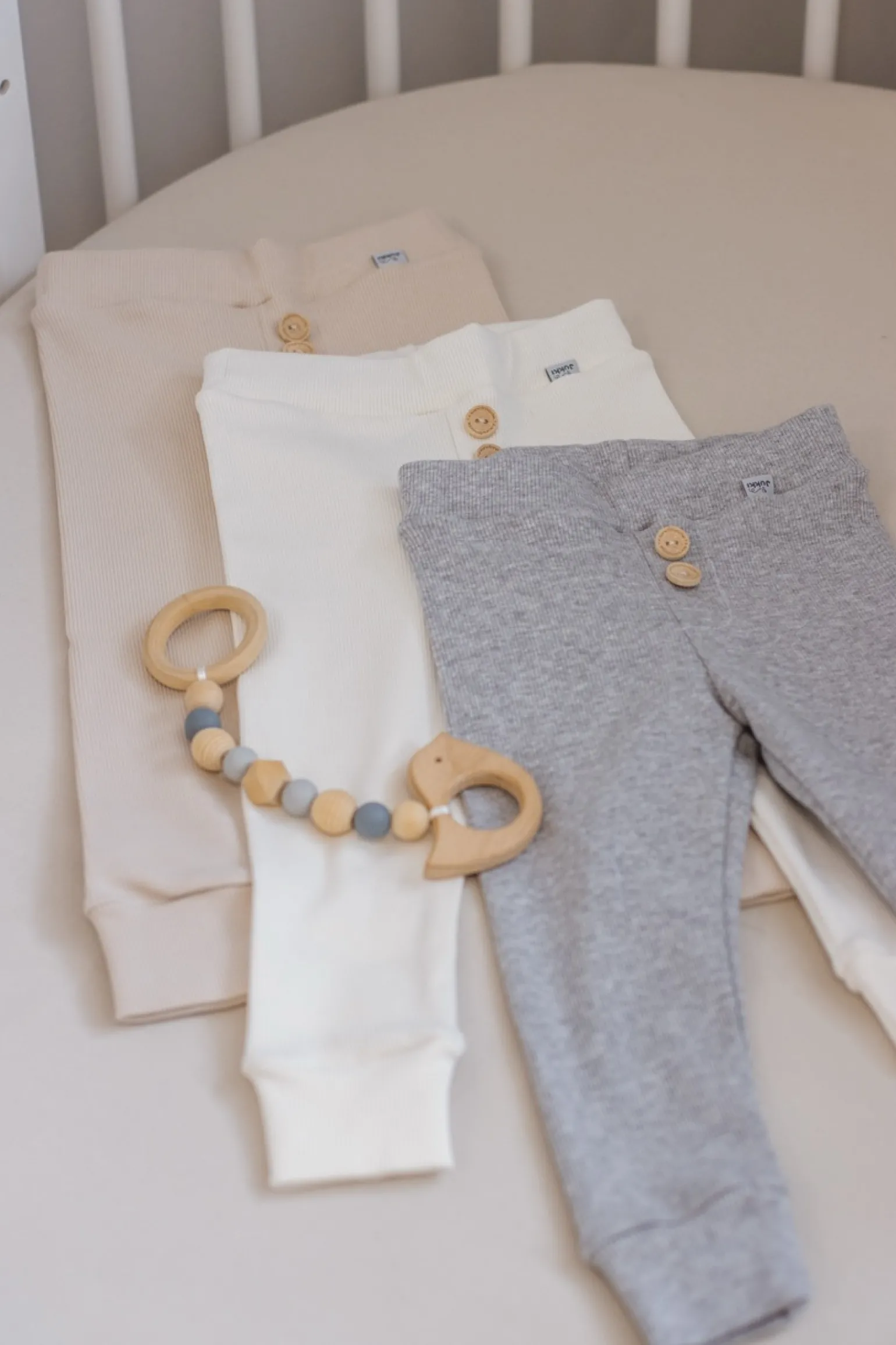 JUKKI Komplet prążkowany dziecięcy - Beige