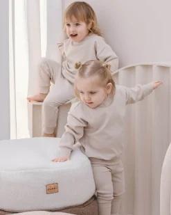 JUKKI Komplet prążkowany dziecięcy - Beige