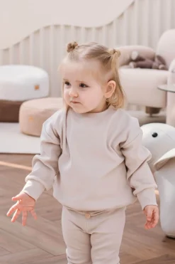 JUKKI Prążkowana bluza oversize - Beige