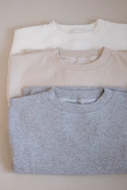 JUKKI Prążkowana bluza oversize - Beige