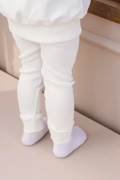 JUKKI Prążkowane legginsy dziecięce - Ecru