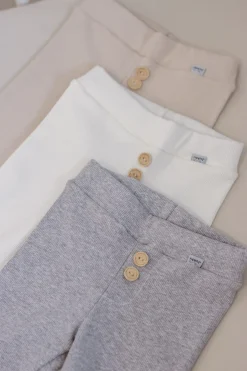 JUKKI Prążkowane legginsy dziecięce - Ecru