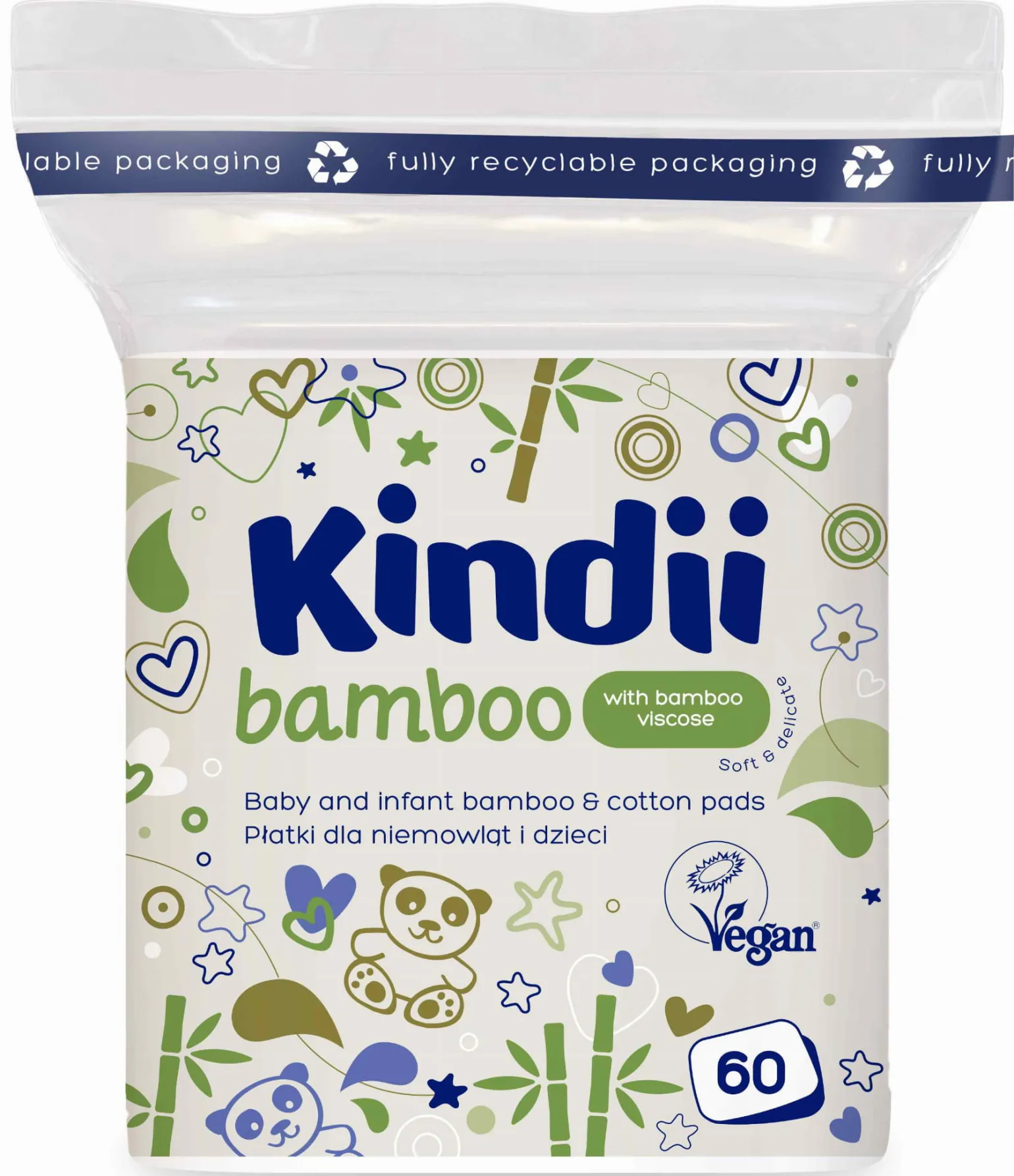 KINDII Bamboo Płatki dla niemowląt i dzieci 60 szt.