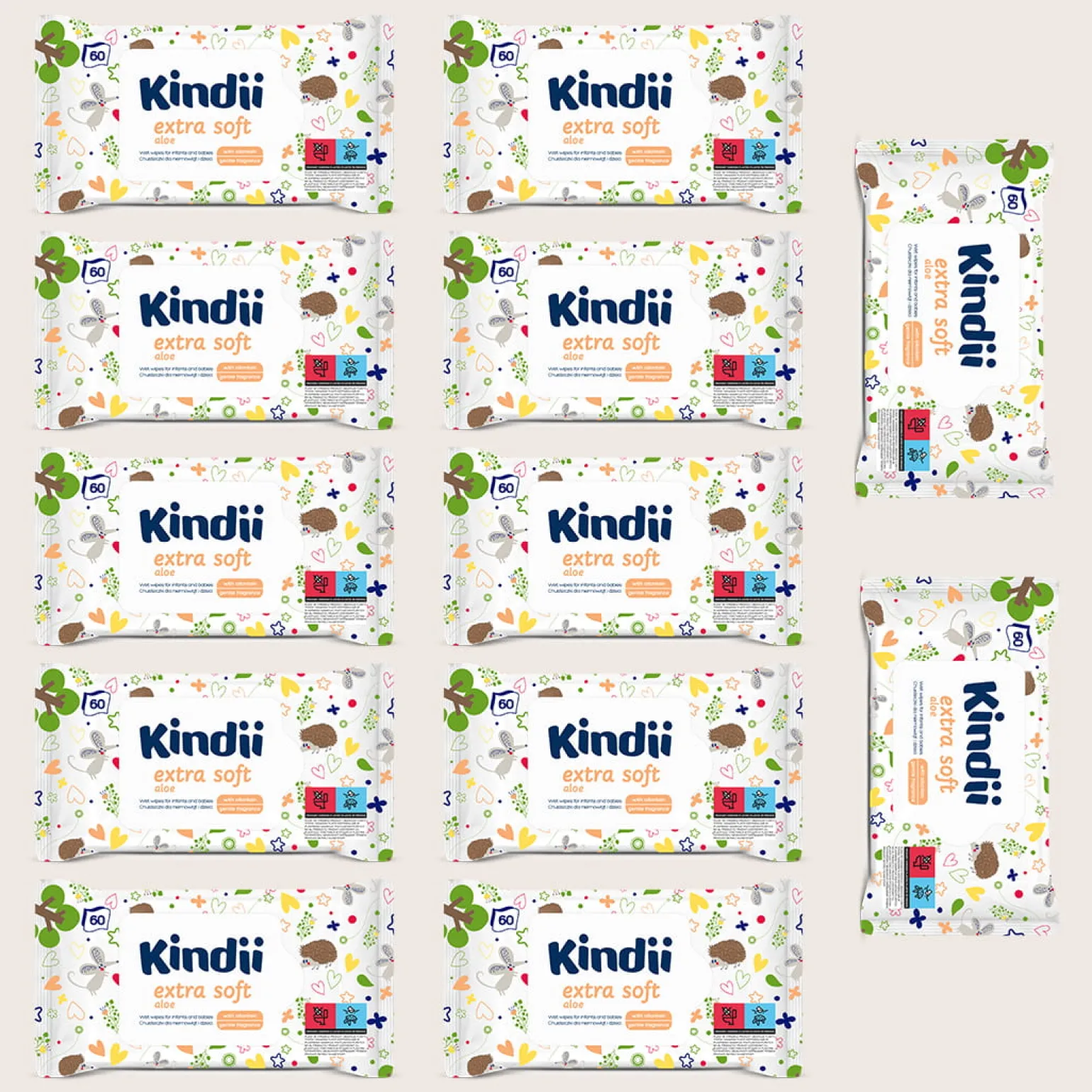 KINDII Extra Soft Aloe Chusteczki dla niemowląt i dzieci 12x60 szt.