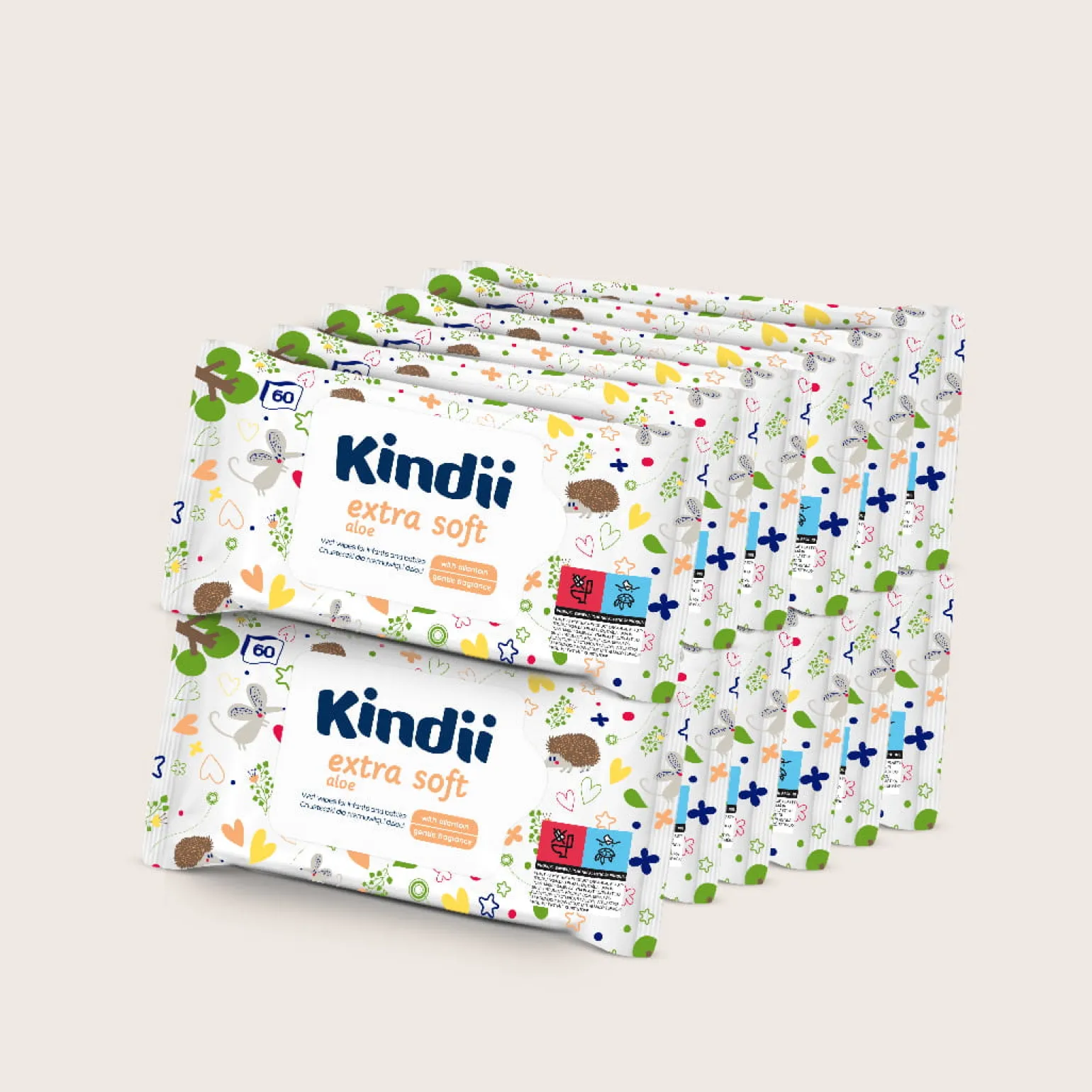 KINDII Extra Soft Aloe Chusteczki dla niemowląt i dzieci 12x60 szt.