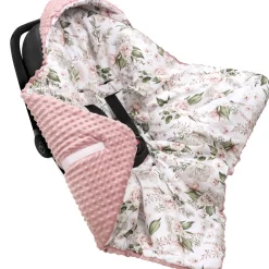 Kocyk do fotelika samochodowego - Secret Garden i Old Rose Minky