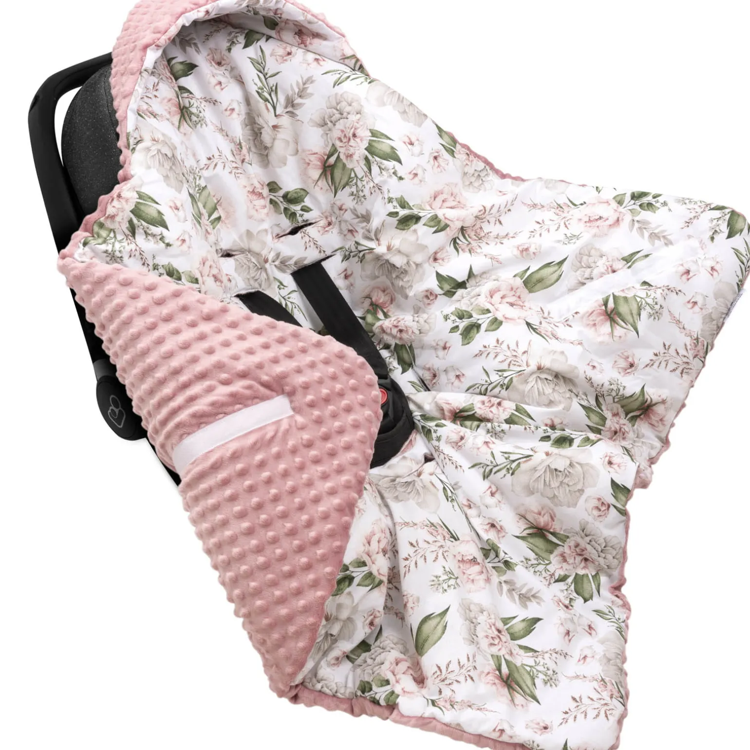 Kocyk do fotelika samochodowego - Secret Garden i Old Rose Minky