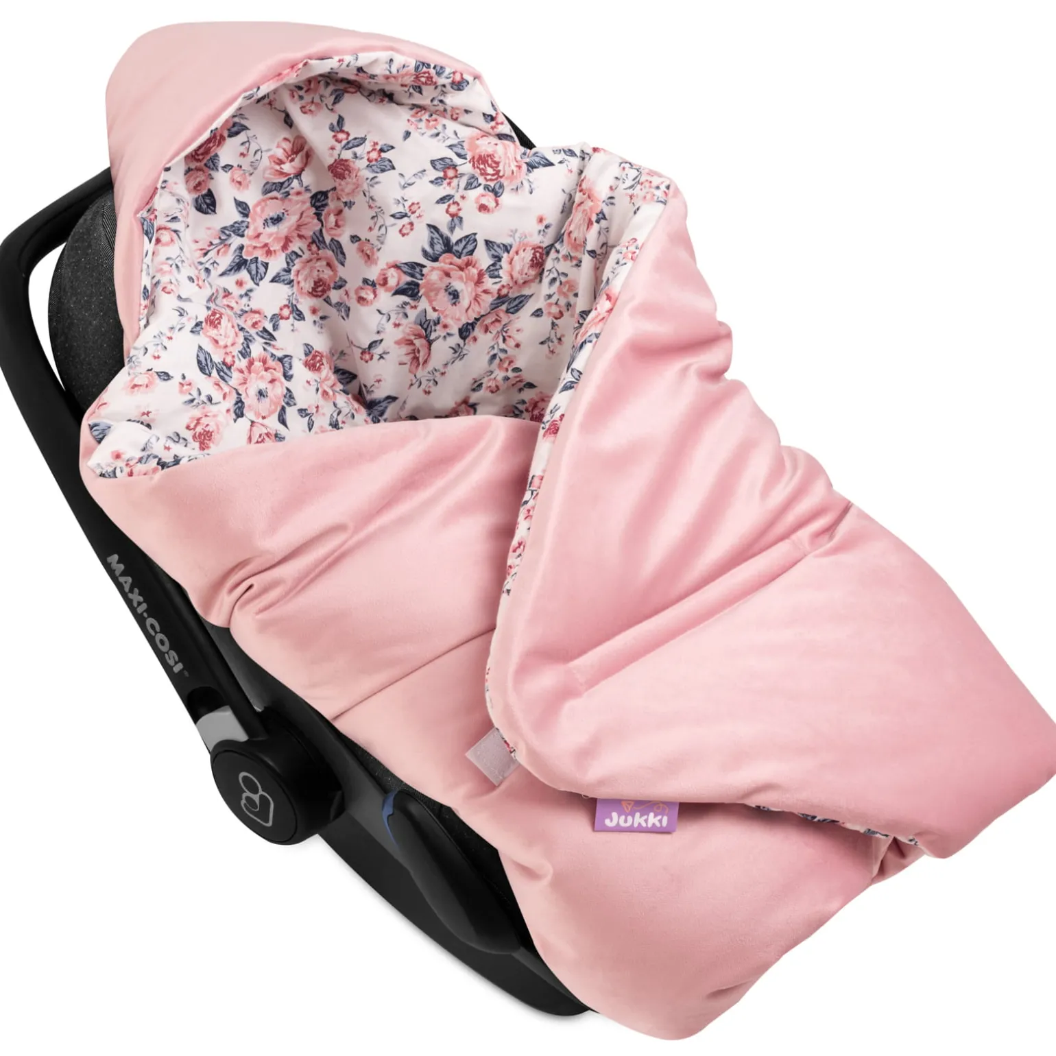 Kocyk do fotelika samochodowego - Roses i Smokey Pink Soft Velvet