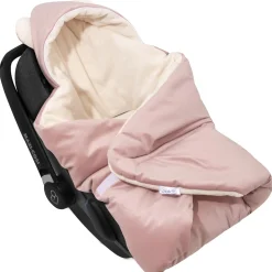 Kocyk do fotelika samochodowego - Plusz ecru i Smokey Pink Soft Velvet