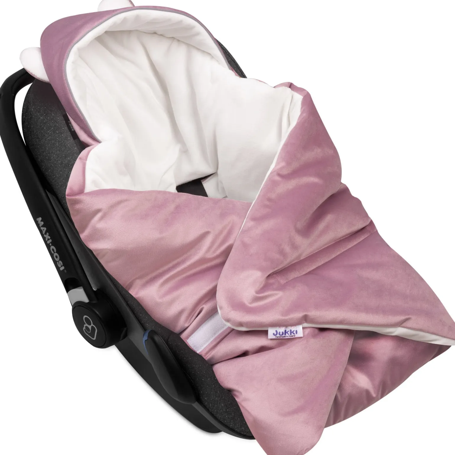 Kocyk do fotelika samochodowego - Plusz ecru i wrzosowy Soft Velvet