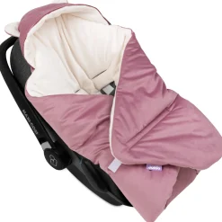 Kocyk do fotelika samochodowego - Plusz ecru i old rose Velvet
