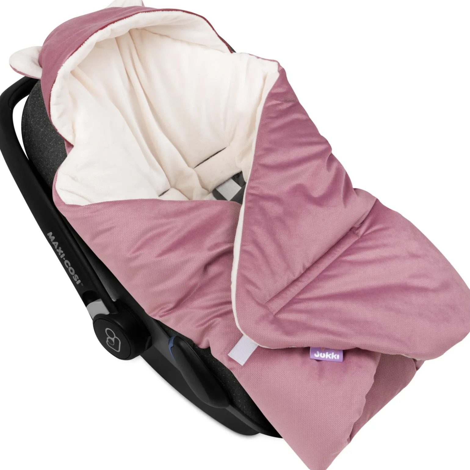 Kocyk do fotelika samochodowego - Plusz ecru i old rose Velvet