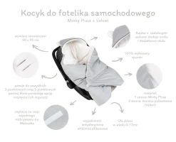 Kocyk do fotelika samochodowego - Plusz ecru i szary Velvet
