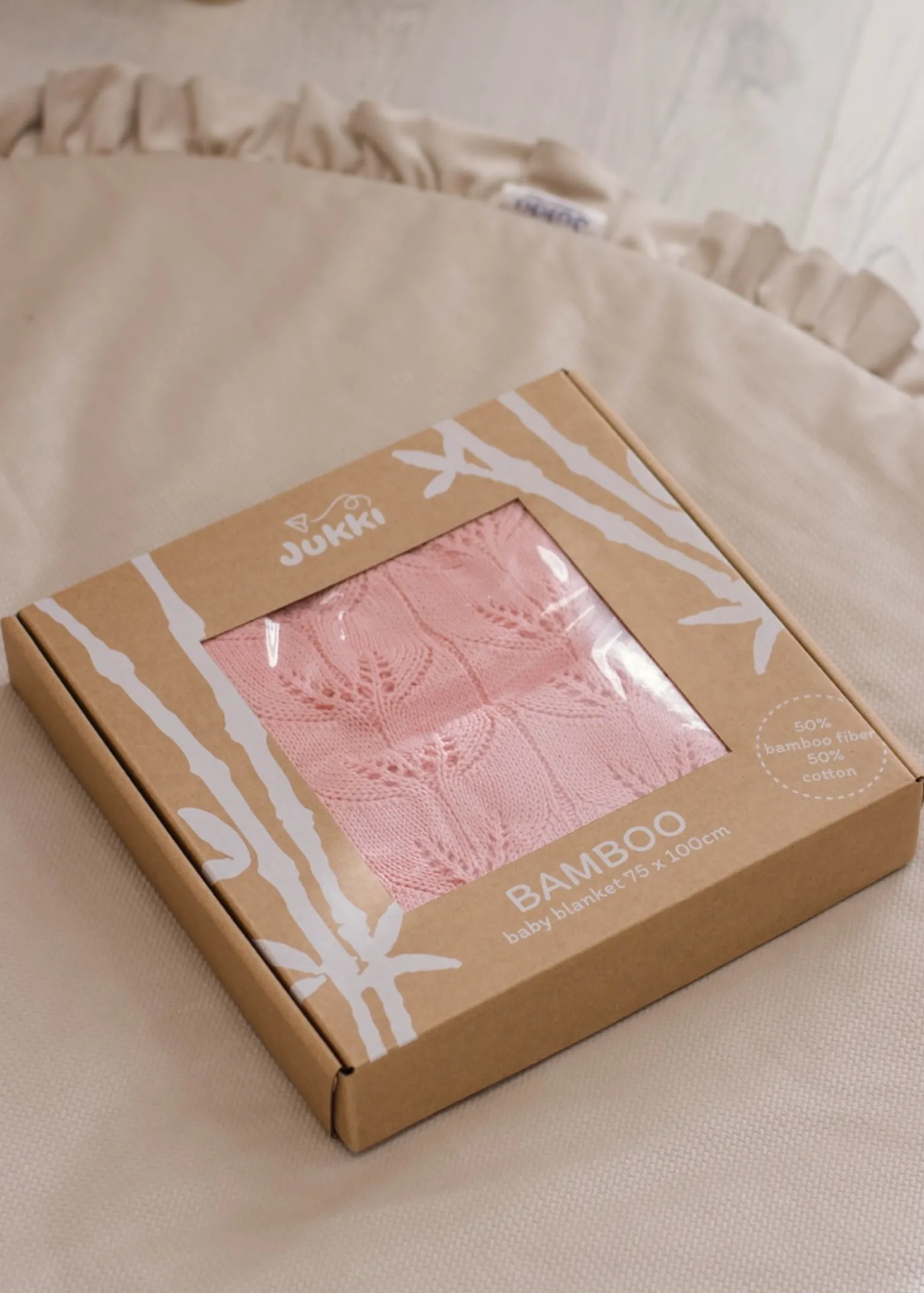 Kocyk dziany BAMBUS 75 x 100 cm - Blush Pink