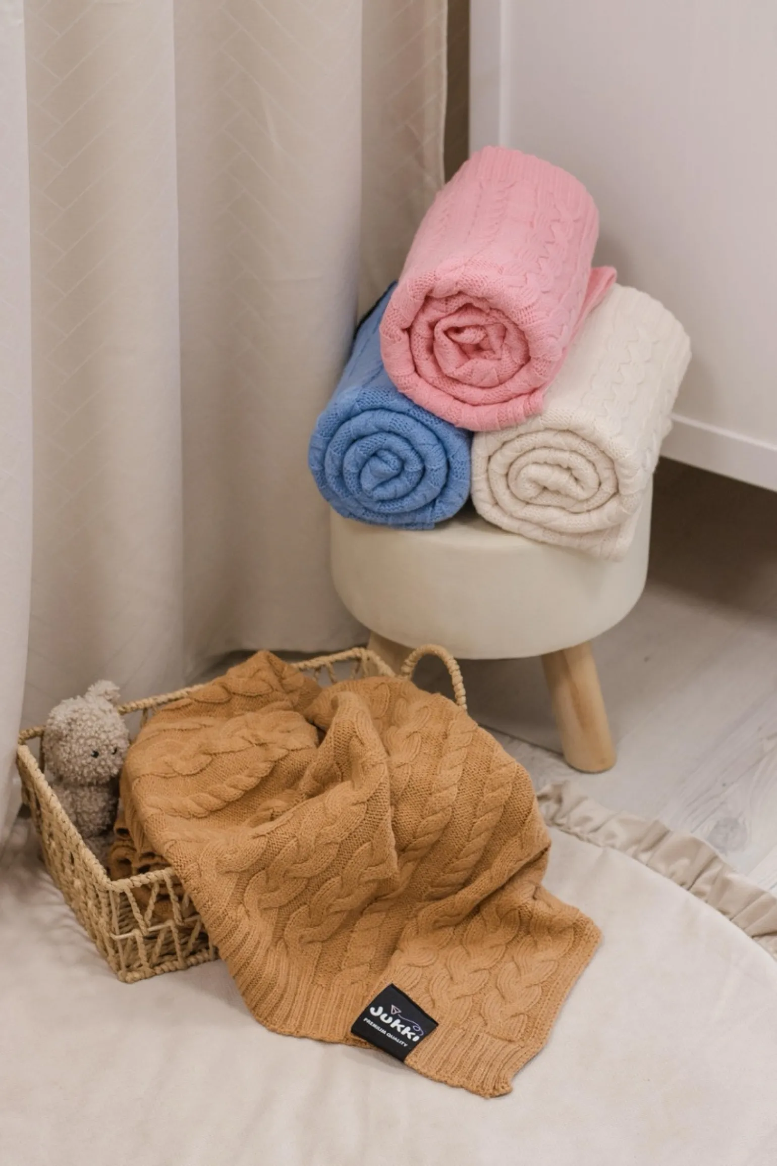 Kocyk dziany MERINO 85 x 100 cm - Cream