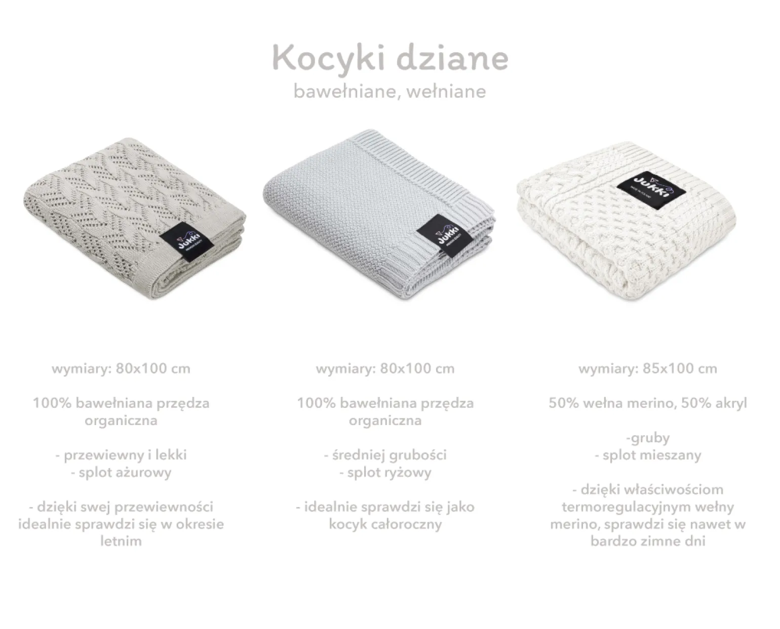 Kocyk dziany MERINO 85 x 100 cm - Cream