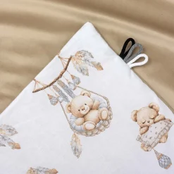 Kocyk przedszkolaka 100x140cm - Boho Bears i Cappuccino Soft Velvet