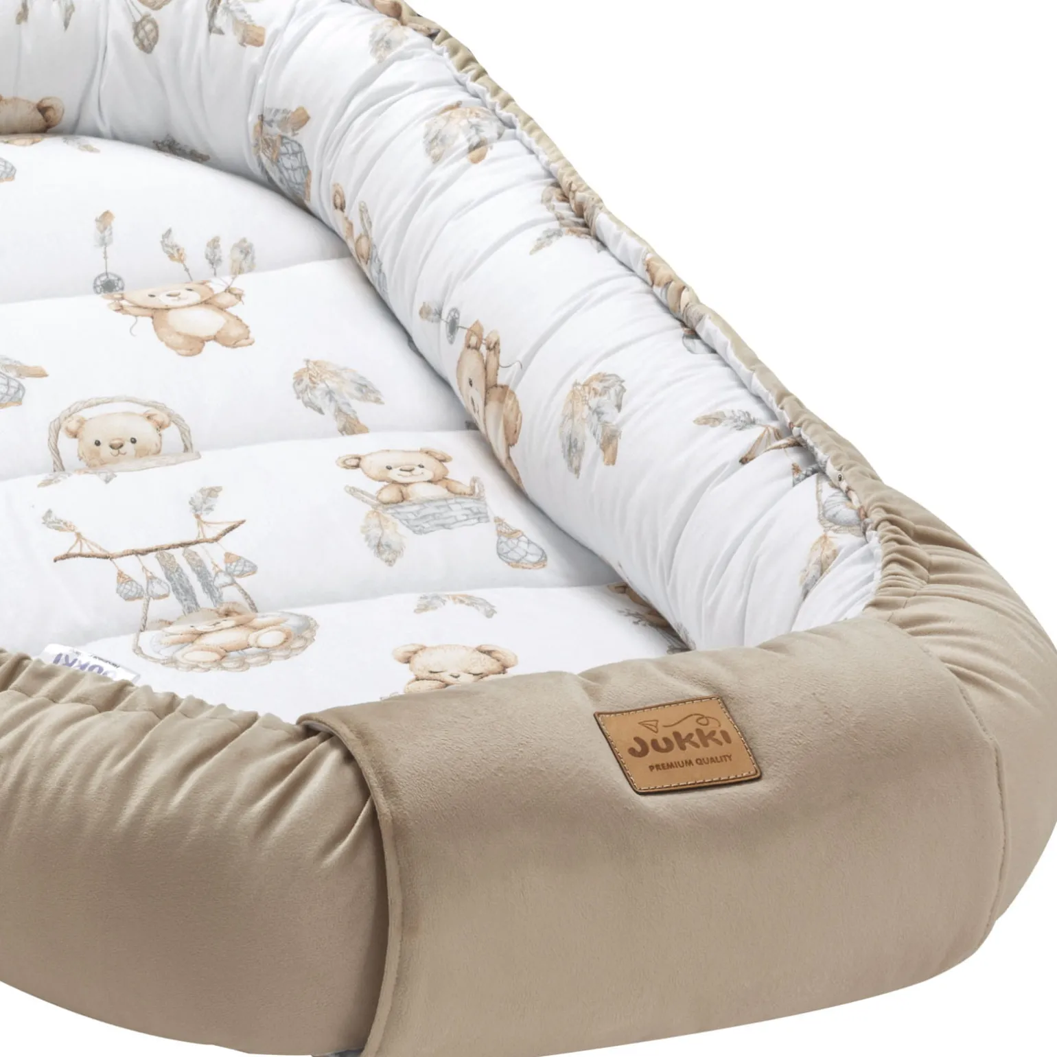 Kokon XXL 65 x 120 cm - Boho Bears i Cappuccino Soft Velvet
