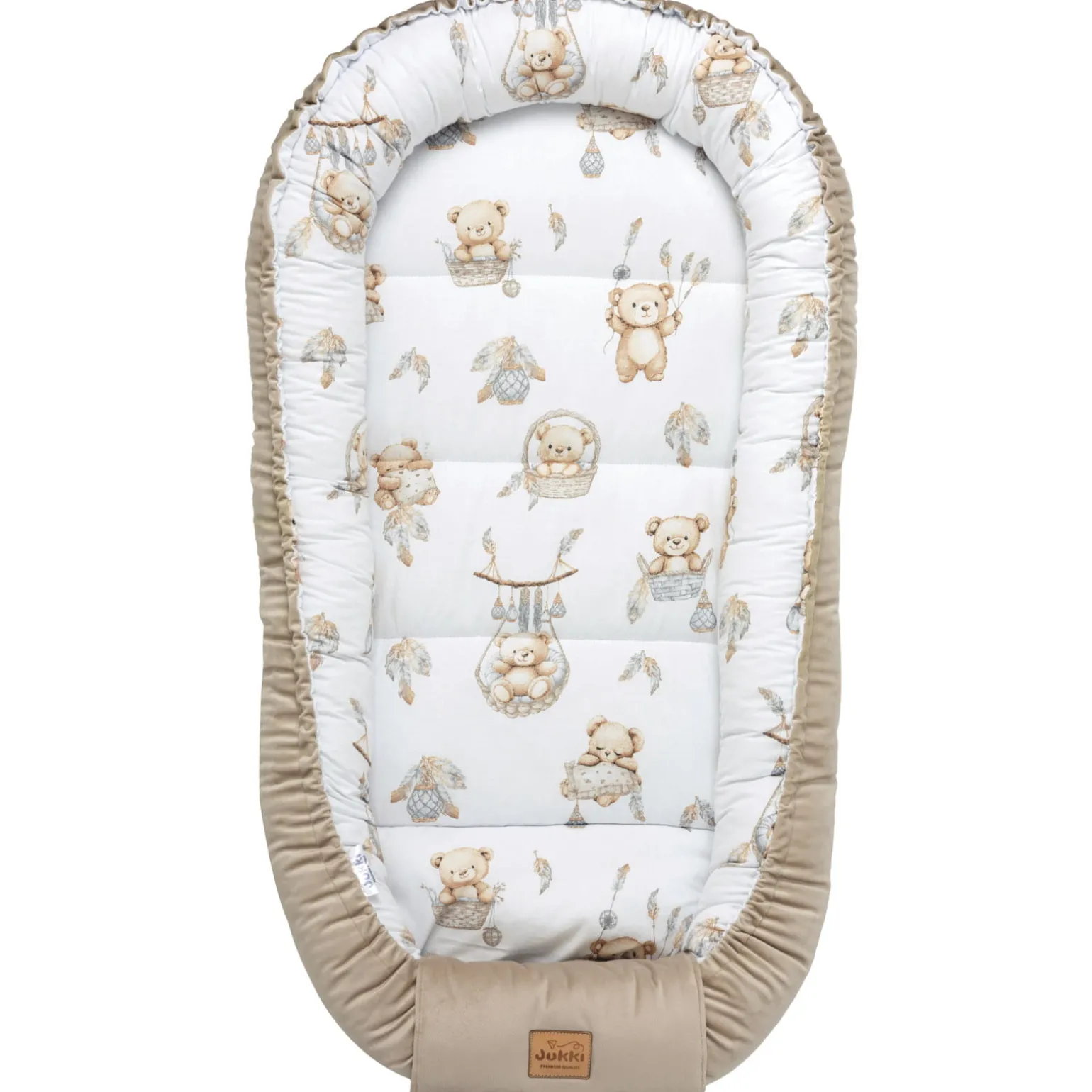 Kokon XXL 65 x 120 cm - Boho Bears i Cappuccino Soft Velvet