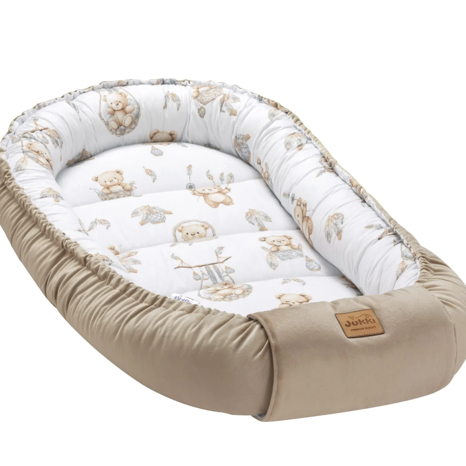Kokon XXL 65 x 120 cm - Boho Bears i Cappuccino Soft Velvet