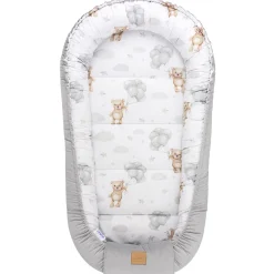 Kokon XXL 65 x 120 cm - Cloudy Bears i szary Velvet