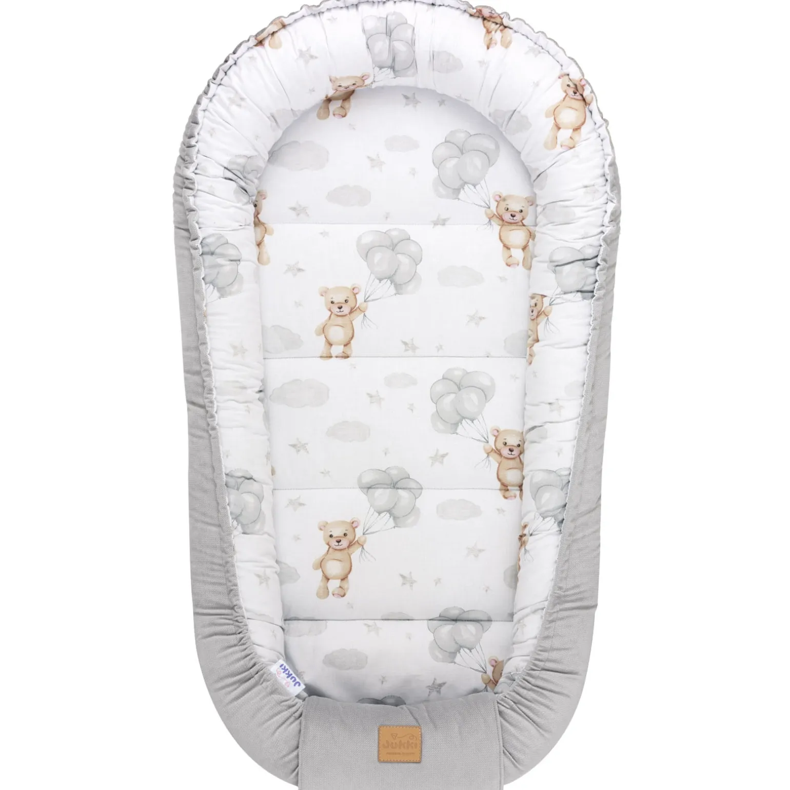 Kokon XXL 65 x 120 cm - Cloudy Bears i szary Velvet