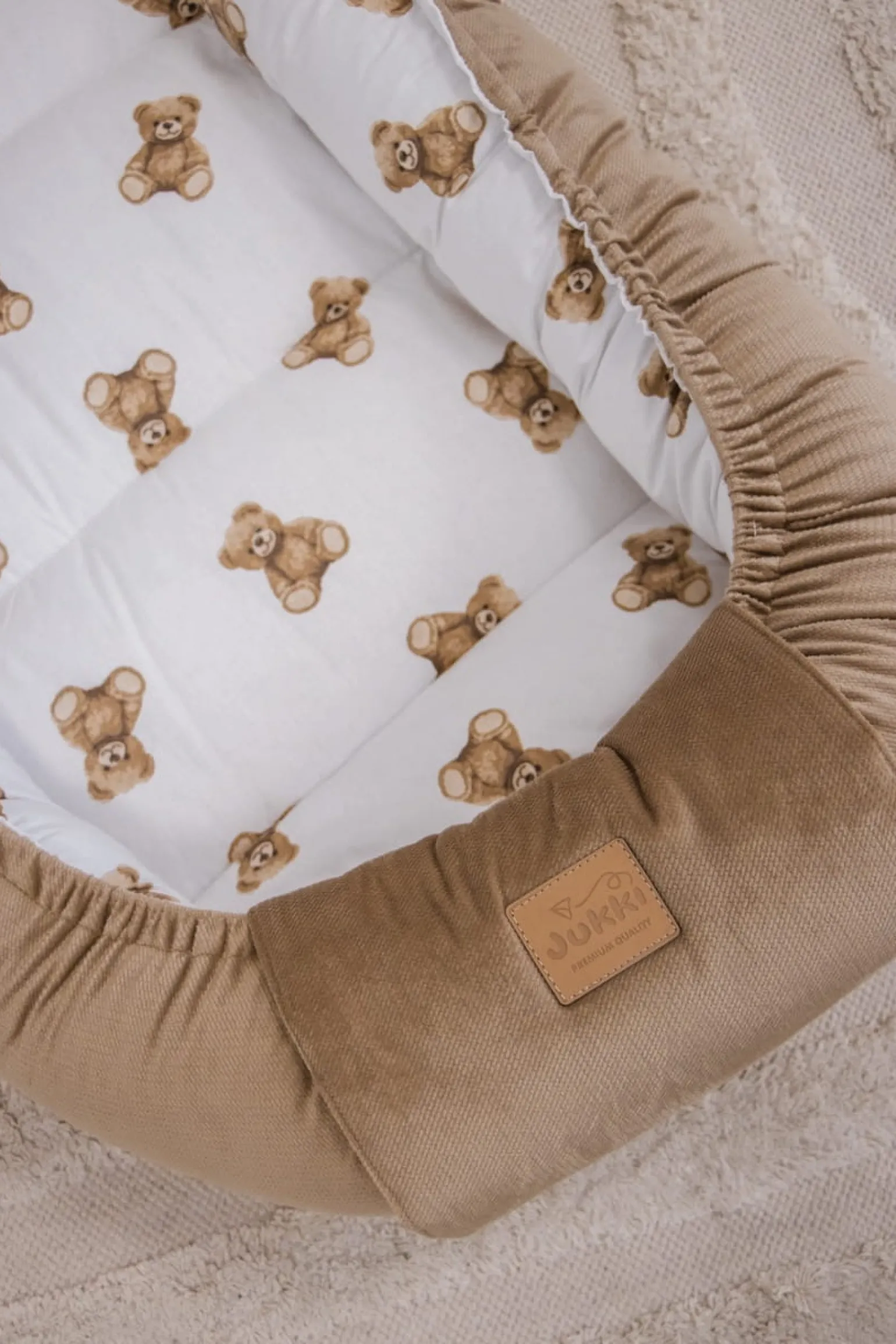 Kokon XXL 65 x 120 cm - Mr. Teddy i Caramel Velvet