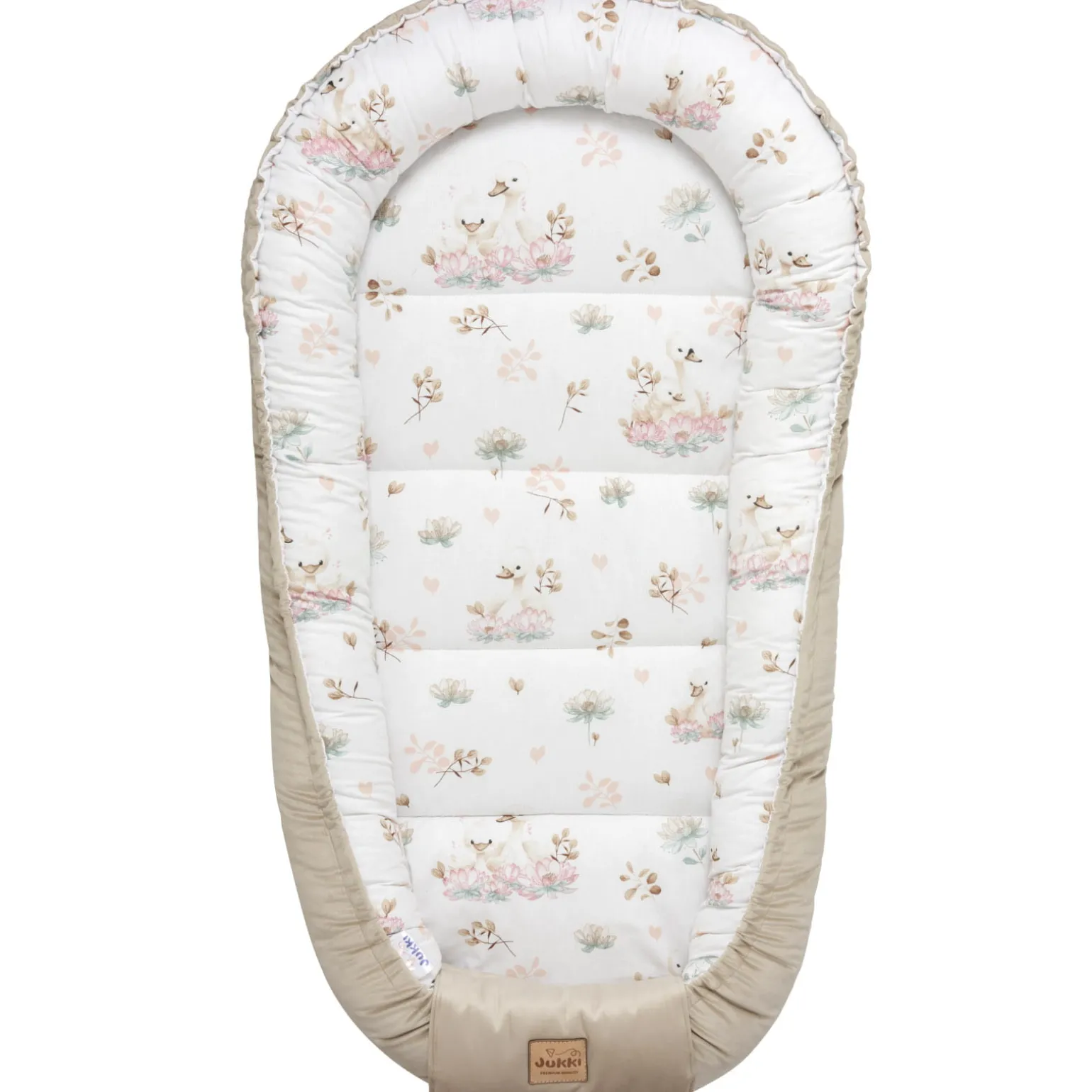 Kokon XXL 65 x 120 cm - Swan Family i Cappuccino Soft Velvet