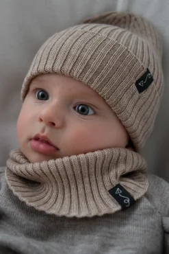 Komin dziecięcy z wełny merino - BEIGE MELANGE