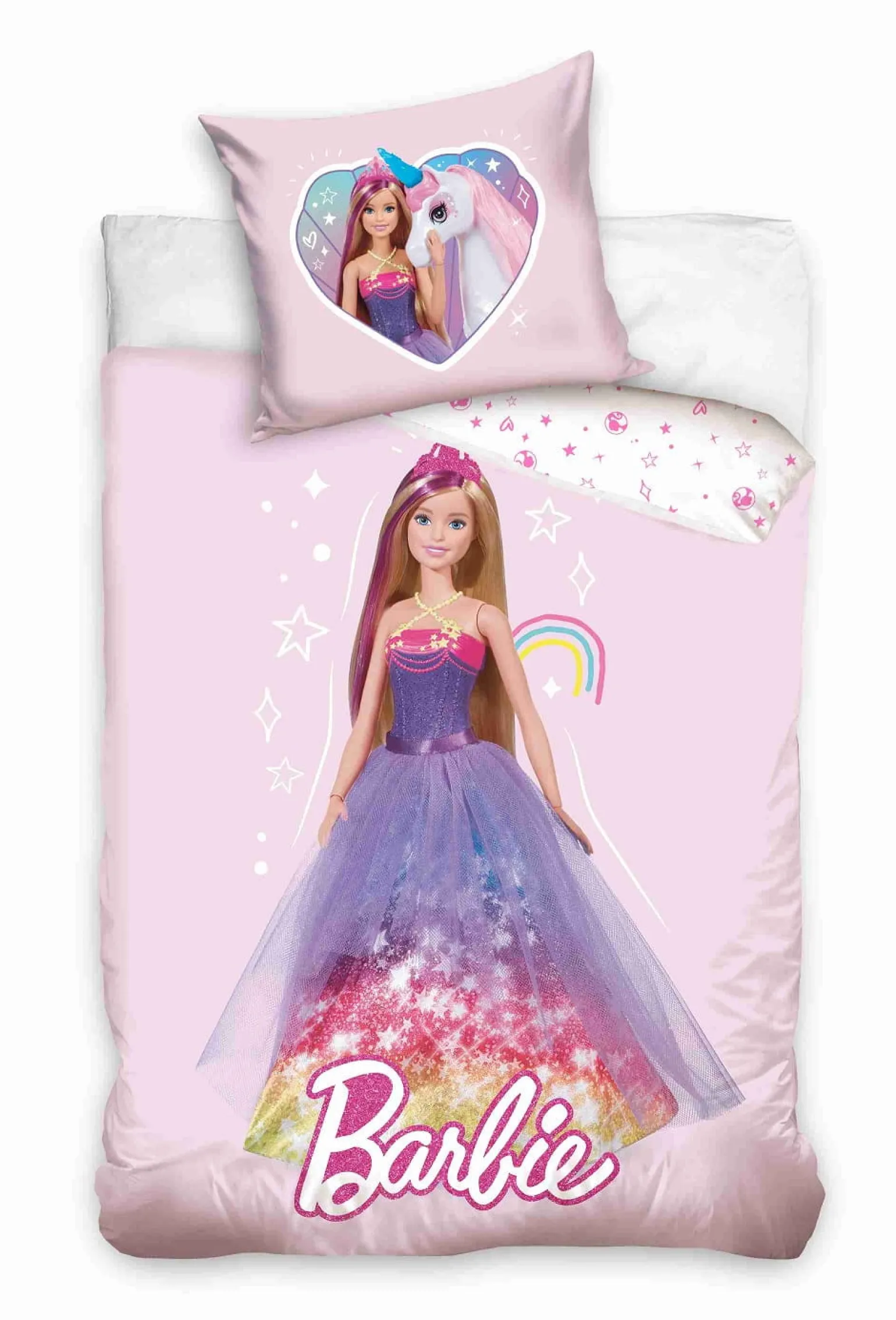 Komplet pościeli dziecięcej, poszwa 100x135 i poszewka 40x60 - BARBIE