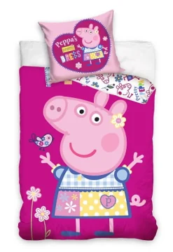 Komplet pościeli dziecięcej, poszwa 135x200 i poszewka 80x80 -PEEPA PIG