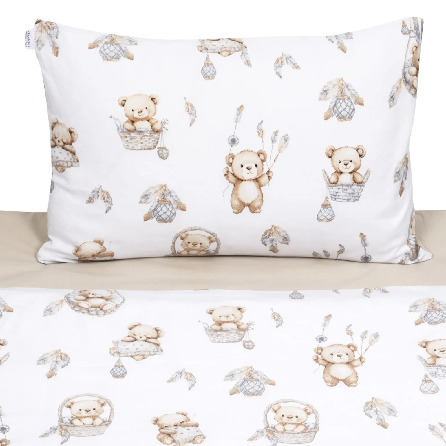 Komplet pościeli, poszewka 60 x 40 cm i poszwa 135 x 100 cm - Boho Bears