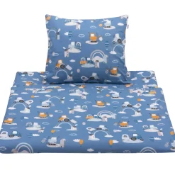 Komplet pościeli, poszewka 50 x 60 cm i poszwa 100 x 160 cm - Blue Machines