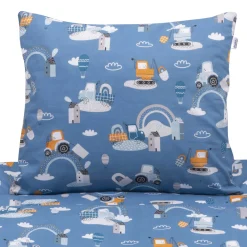 Komplet pościeli, poszewka 50 x 60 cm i poszwa 100 x 160 cm - Blue Machines