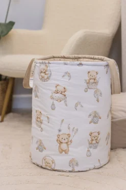 Kosz na zabawki, dwustronny - Boho Bears i Cappuccino Soft Velvet