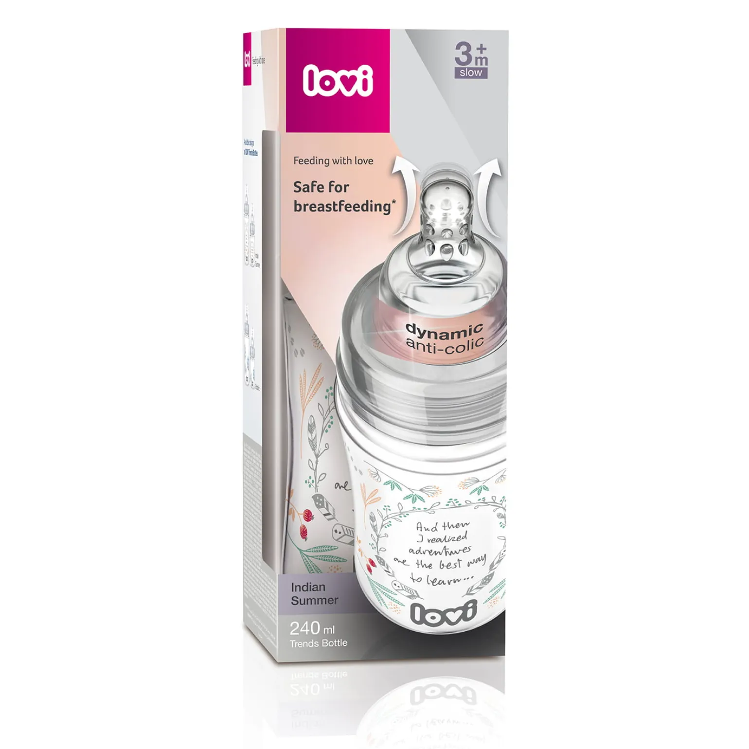 LOVI Butelka Trends 240 ml Indian Summer (+ smoczek 3m+)