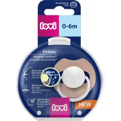 LOVI Prime Glow Smoczek silikonowy dynamiczny 0-6m 1 szt. Blush