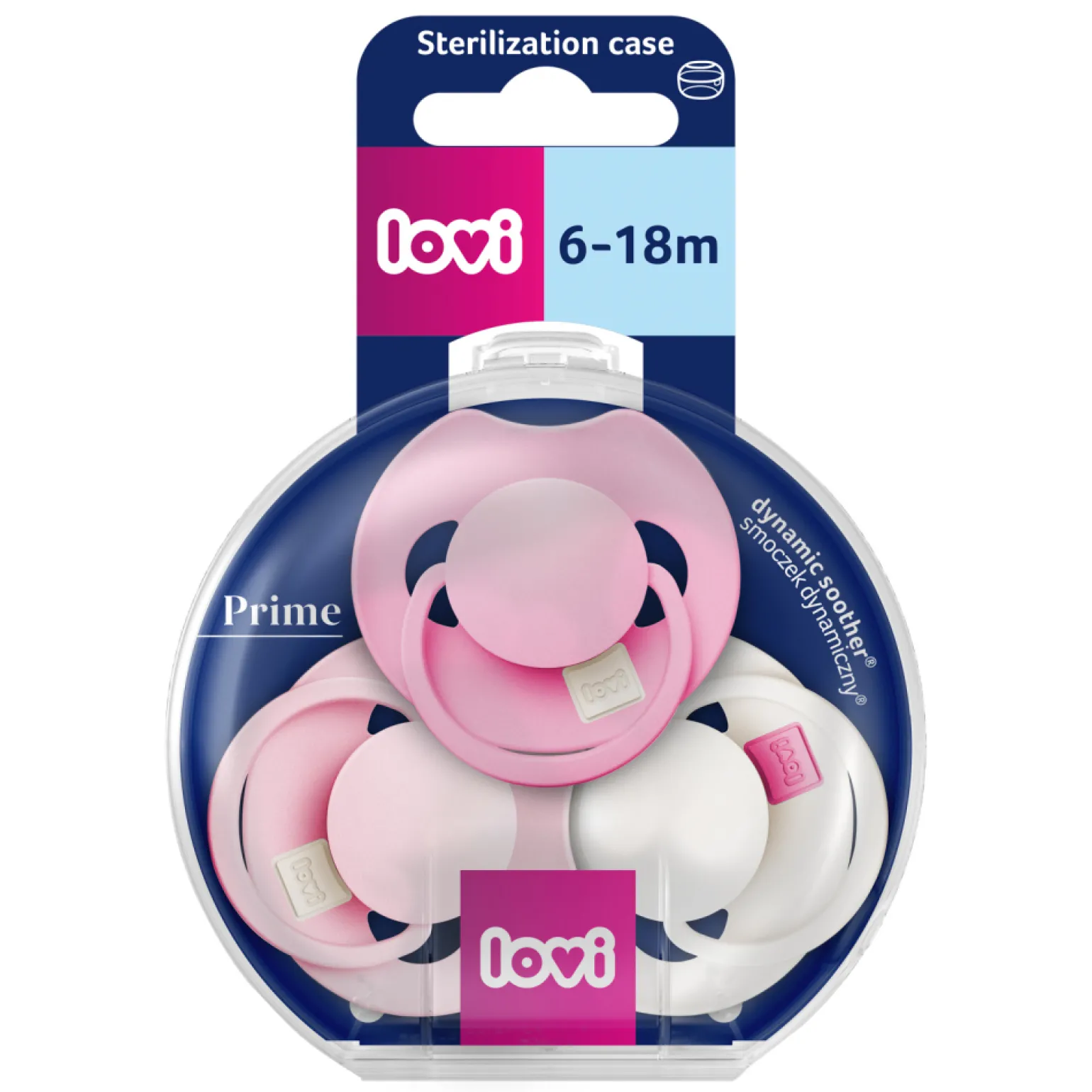 LOVI Prime Tutti Frutti Smoczek dynamiczny 6-18m 3 szt. Peony Pink