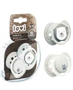 LOVI Smoczek silikonowy dynamiczny 6-18m Buddy Bear, 2 szt.