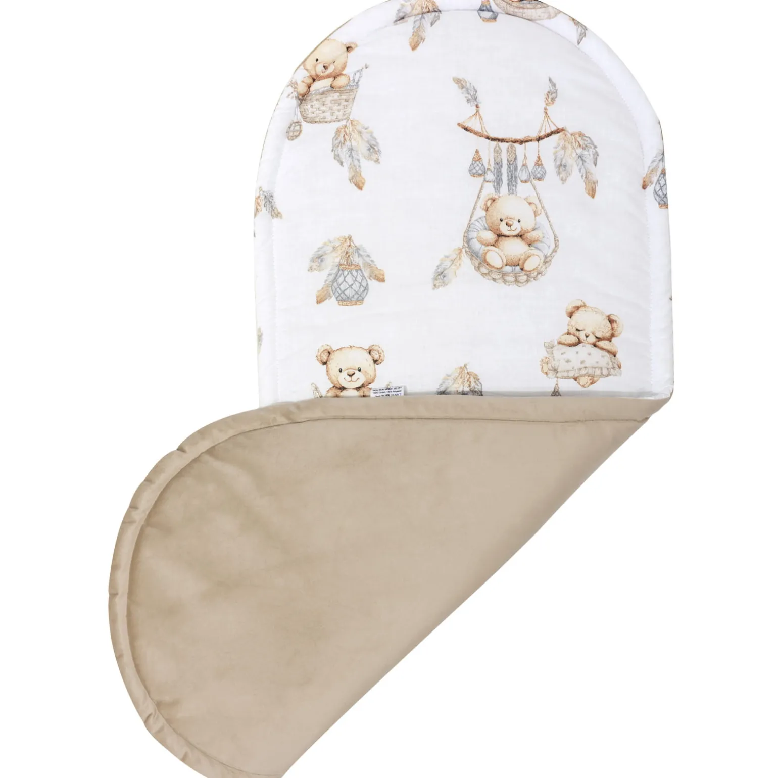 Materac do kokonu XXL - Boho Bears i Cappuccino Soft Velvet