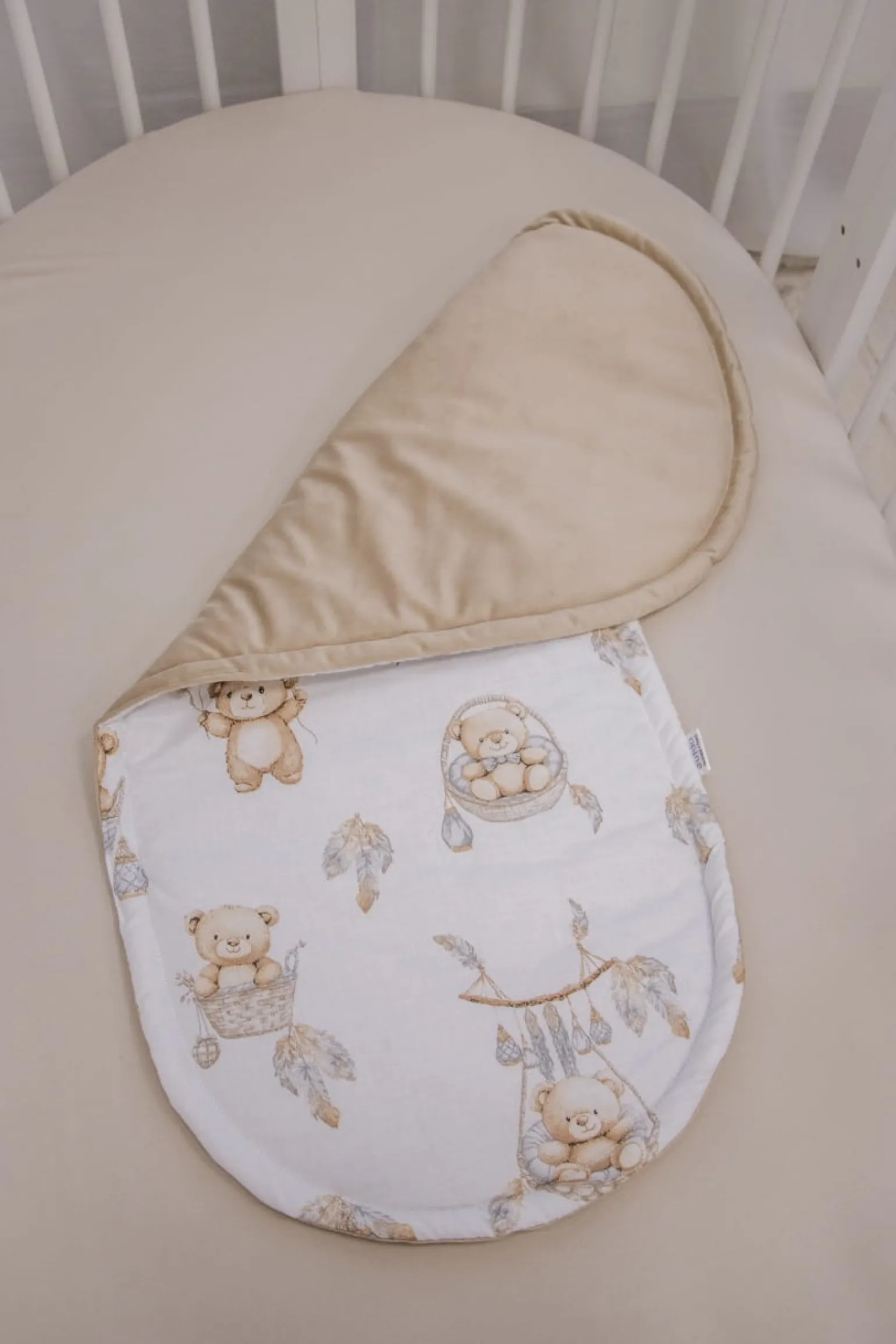 Materac do kokonu XXL - Boho Bears i Cappuccino Soft Velvet