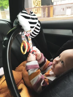 MOM'S CARE Kontrastowa grzechotka, spiralka do wózka, nosidełka – biało czarna