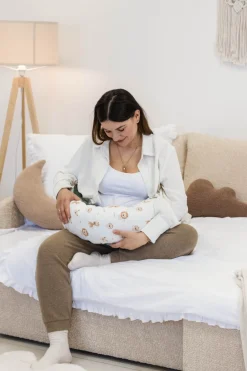 Muślinowa Poduszka ciążowa - Baby Safari i oliwkowy Velvet