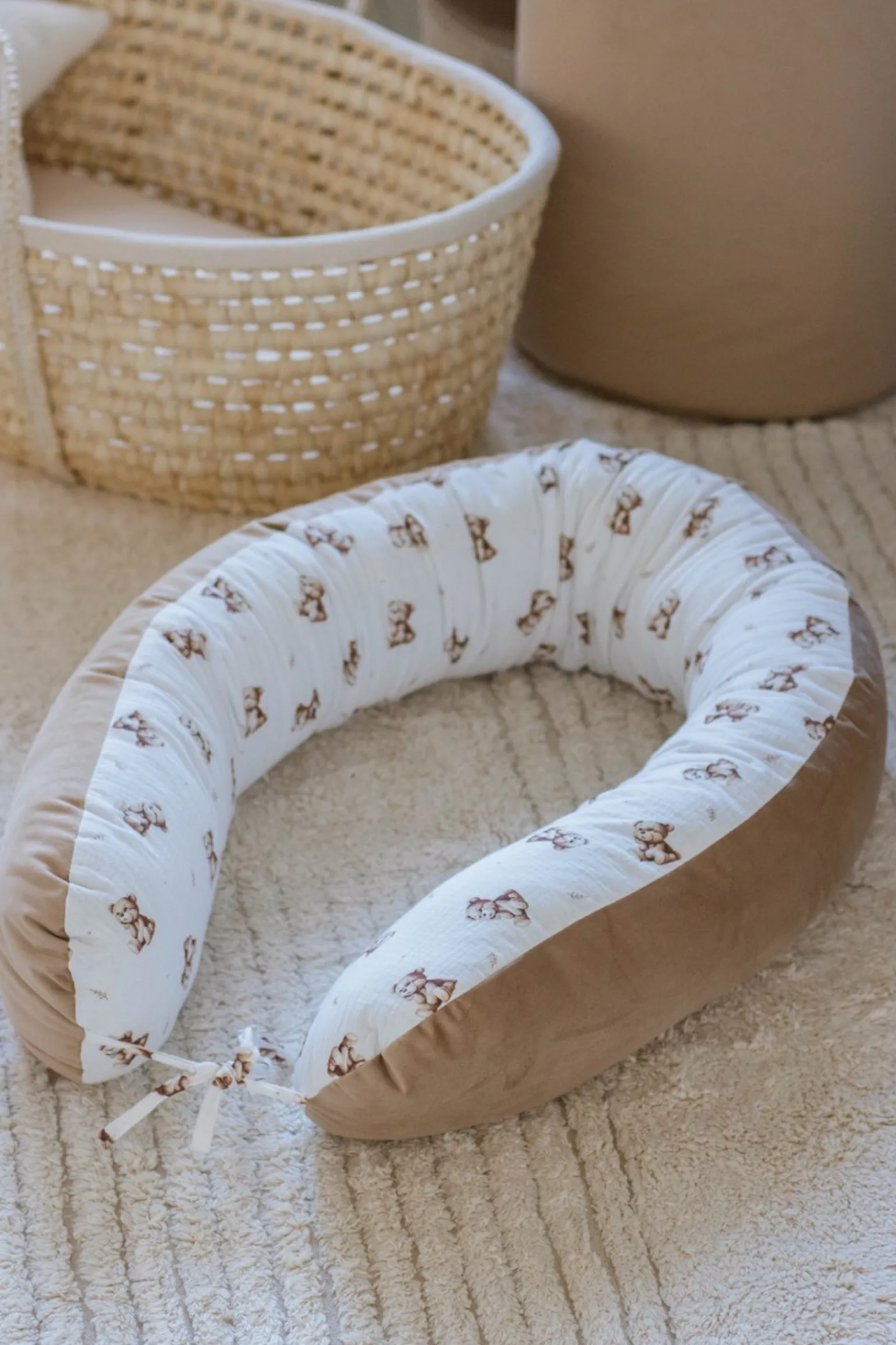 Muślinowa Poduszka ciążowa - Baby Bear i Toffee Soft Velvet
