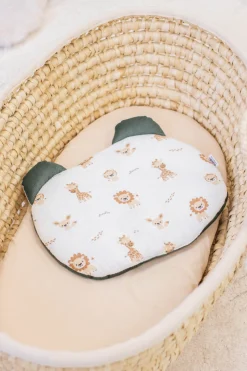 Muślinowa Poduszka MIŚ - Baby Safari i oliwkowy Velvet