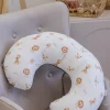 Muślinowa Poduszka rogal + zdejmowana poszewka - Baby Safari i oliwkowy Velvet