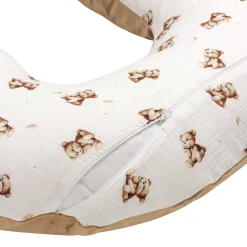 Muślinowa Poduszka rogal + zdejmowana poszewka - Baby Bear i Toffee Soft Velvet
